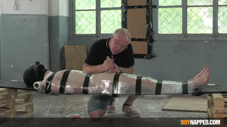 Bound Boy's Hard Uncut Cock Can't Take Any More -- He Needs to Cum