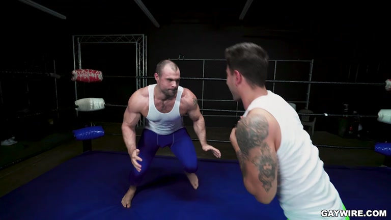 Young Wrestler Fucks Older & Bigger Opponent on Mats