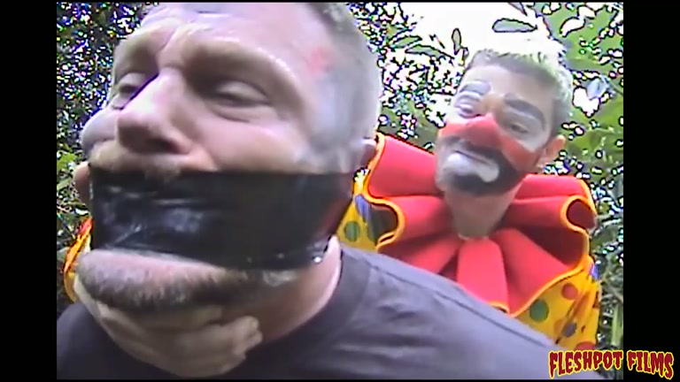 Gagged & Bound Man Takes Clown Cock Fucking in the Woods