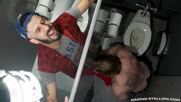 Redhead Cocksucker Goes Down on Big Dick in Public Restroom