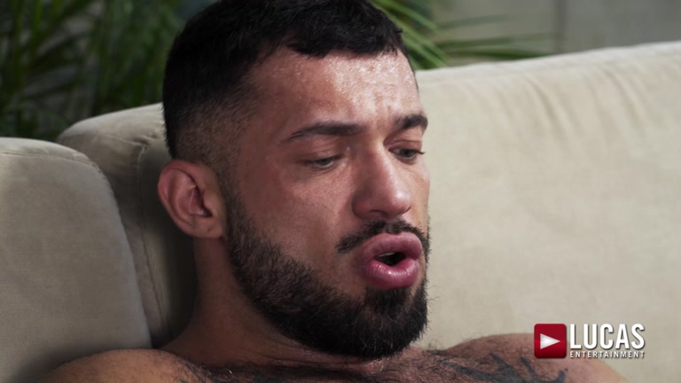 Hairy Hunk Face & Ass Fucks Inked Twunk on the Stairs