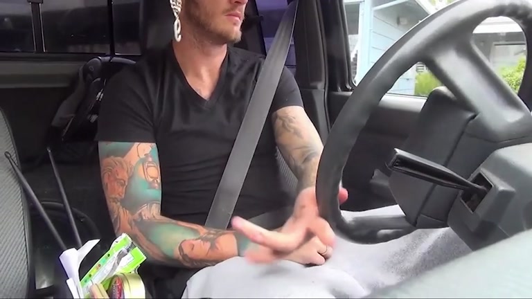 Hung Man Strokes his Big Dick in his Parked Car