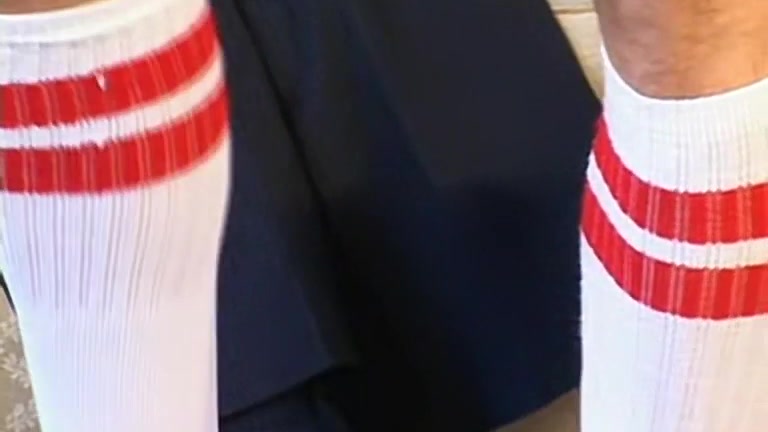Jock Stripes Off his Red & White Knee-High Socks