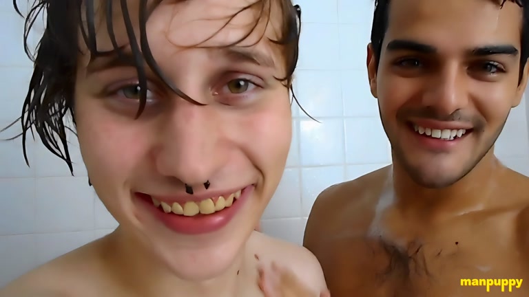 Uncut Giants Tease You with Their Soapy Cocks in Shower