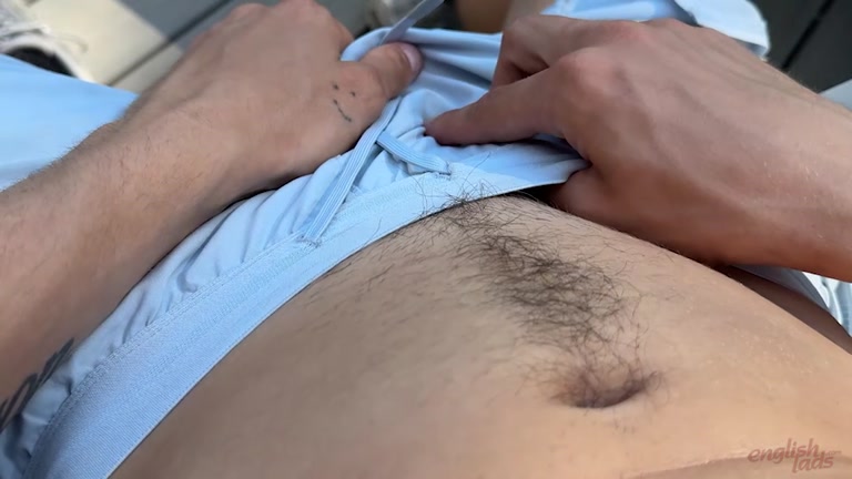 English Lad Pulls Down His Underwear for a Pube Tease