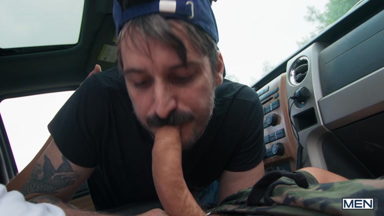 Driver Won't Pull Over So Bud Pisses in Bottle & His Dick Is Huge