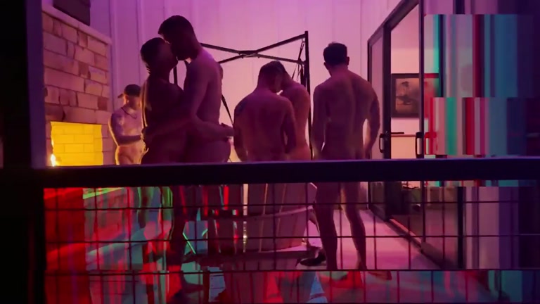 Men Gang Banging Sling Bottom by Fire Light