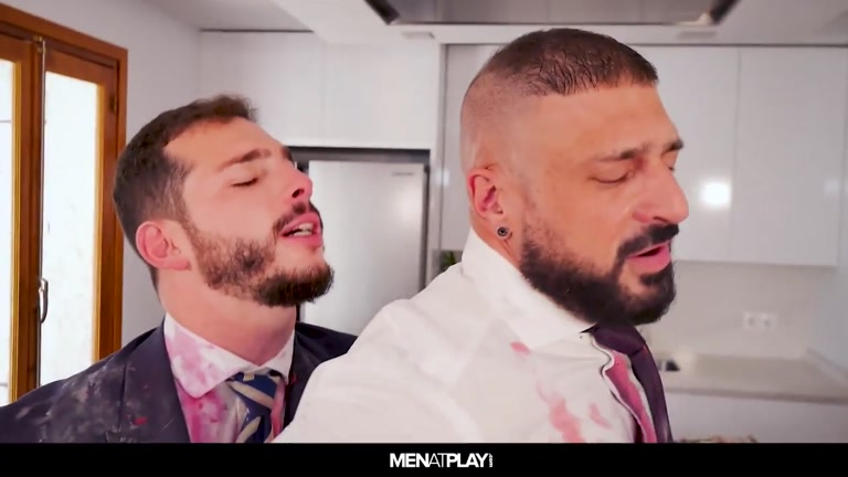 Men in Suits Getting Messy with Food While They Fuck
