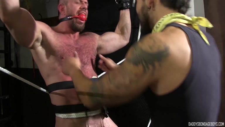 Muscle Cop Chained Up for Some Electro Torture