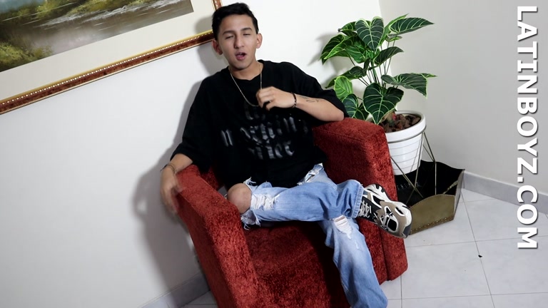 Colombian Boy Strokes his Very Rigid Uncut Dick