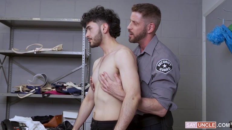 Security Guard Teaches Young Man How to Do Anal Sex