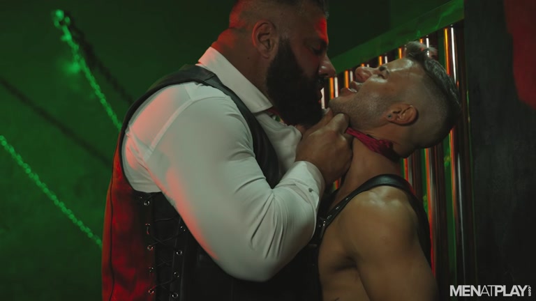 Massive Bearded Daddy Fucks Young Leather Boy at Sex Club