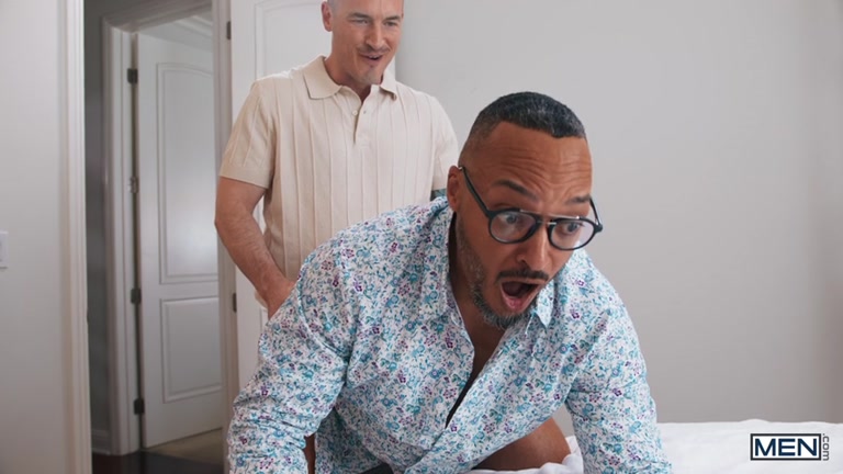 Real Estate Pulls Down Pants & Hops on Bed Waiting for Doggy Style Fuck