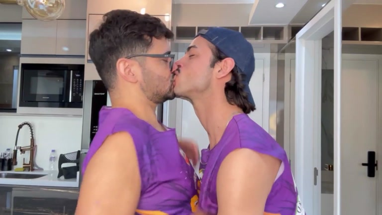 Young Brazilian Lovers Kiss & Make Out in Middle of Party