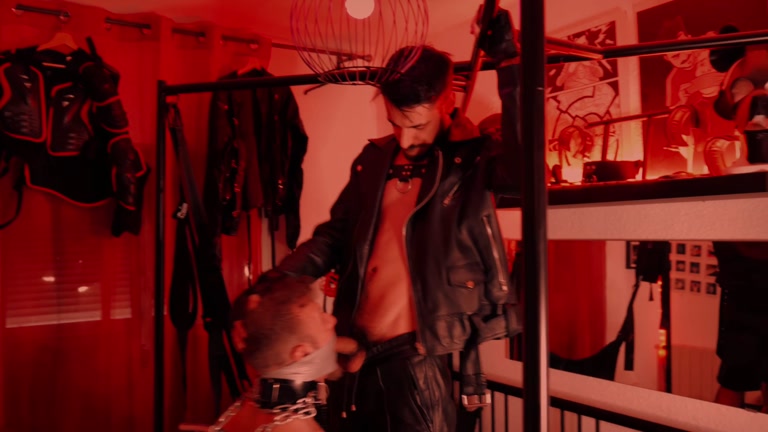 Sub Spread Eagle in Sling Having His Ass Eaten & Fucked