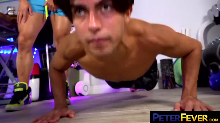 Horny Bottom Pops a Big Boner During Gym Workout