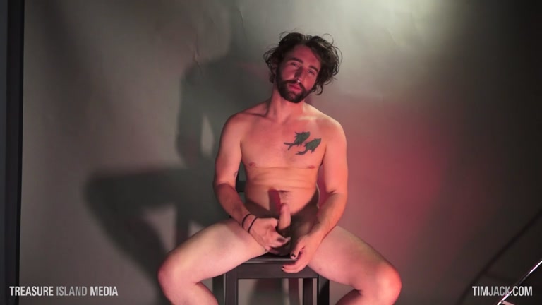 Bearded Stud Jacks His 8 Inch Uncut Cock at Office