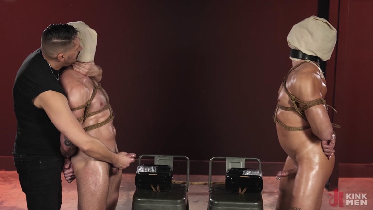 Dom Makes Bound Man Fuck Another Captive's Ass with a Ball Hook Up his Hole